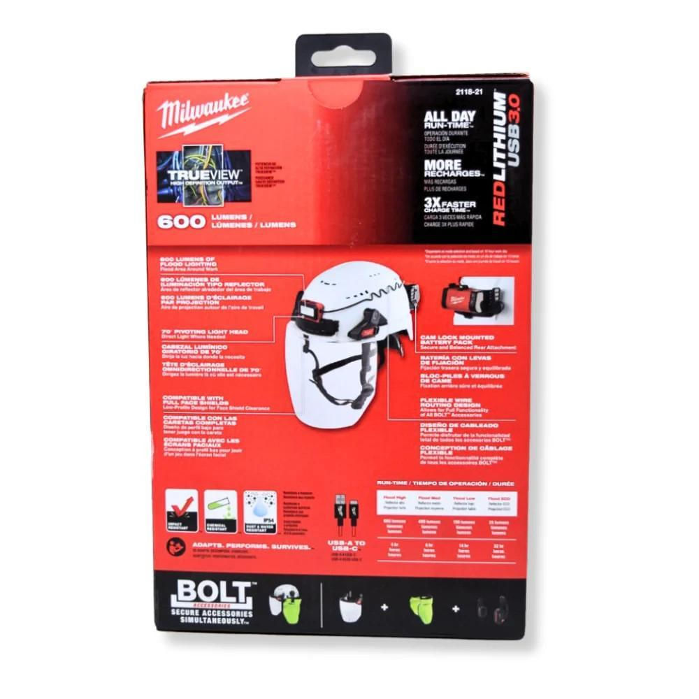 Linterna Frontal Milwaukee 2118 21 Bolt Redlithium Usb De 600 Lúmenes img #3