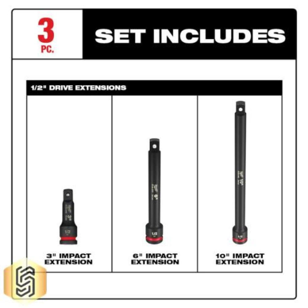 Extensión Milwaukee 49 66 6715 Shockwave De Impacto 1/2 Pulgadas 3 Piezas img #2