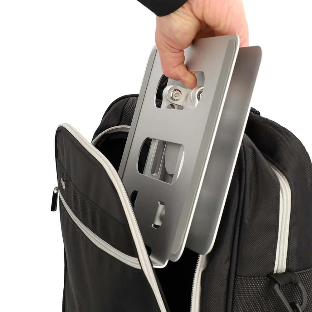Soporte Base Acero Inoxidable Para Computador Y Tablet 2 Brazo Ajustable Gris img #4