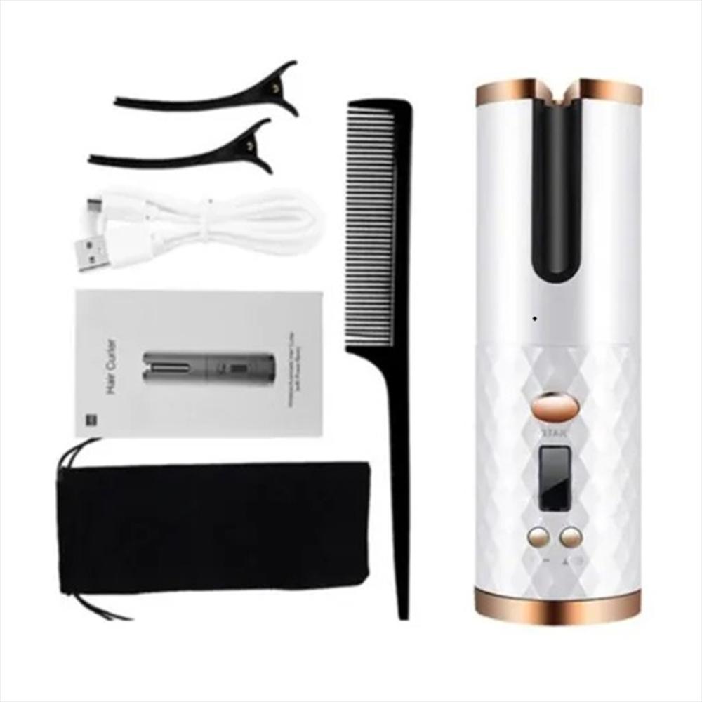 Rizador De Cabello Automático Inalámbrico Recargable Led Blanco img #2