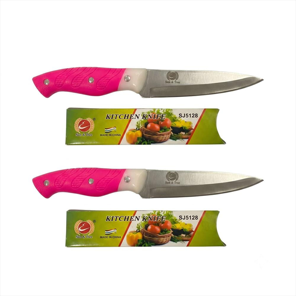 Juego 2 Cuchillos Multiuso Para Cocina Profesional Chef Acero Inoxidable Mango Ergonómico img #1