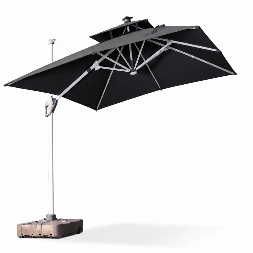 Parasol Lateral Brizzia 3,5M Color Negro Luz Led Panel Solar Incluye Base img #1