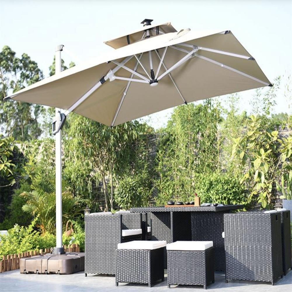 Parasol Lateral Brizzia 2,5M Color Vinotinto Luz Led Panel Solar Incluye Base img #2
