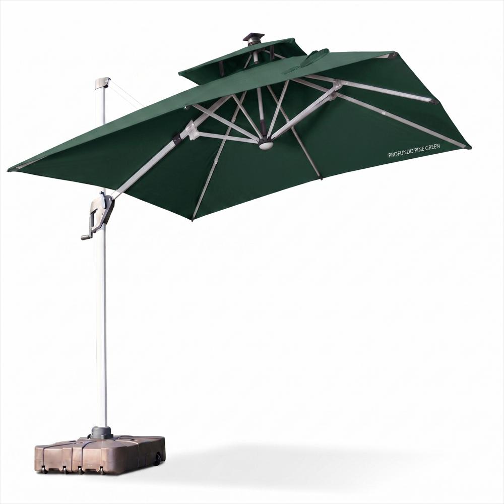Parasol Lateral Brizzia 3,5M Color Verde Oliva Luz Led Panel Solar Incluye Base img #1