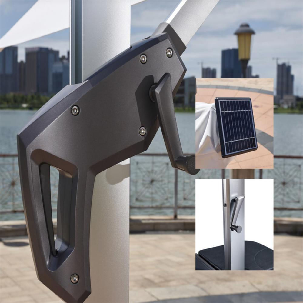 Parasol Lateral Brizzia 2,5M Color Caqui Luz Led Panel Solar Incluye Base img #5