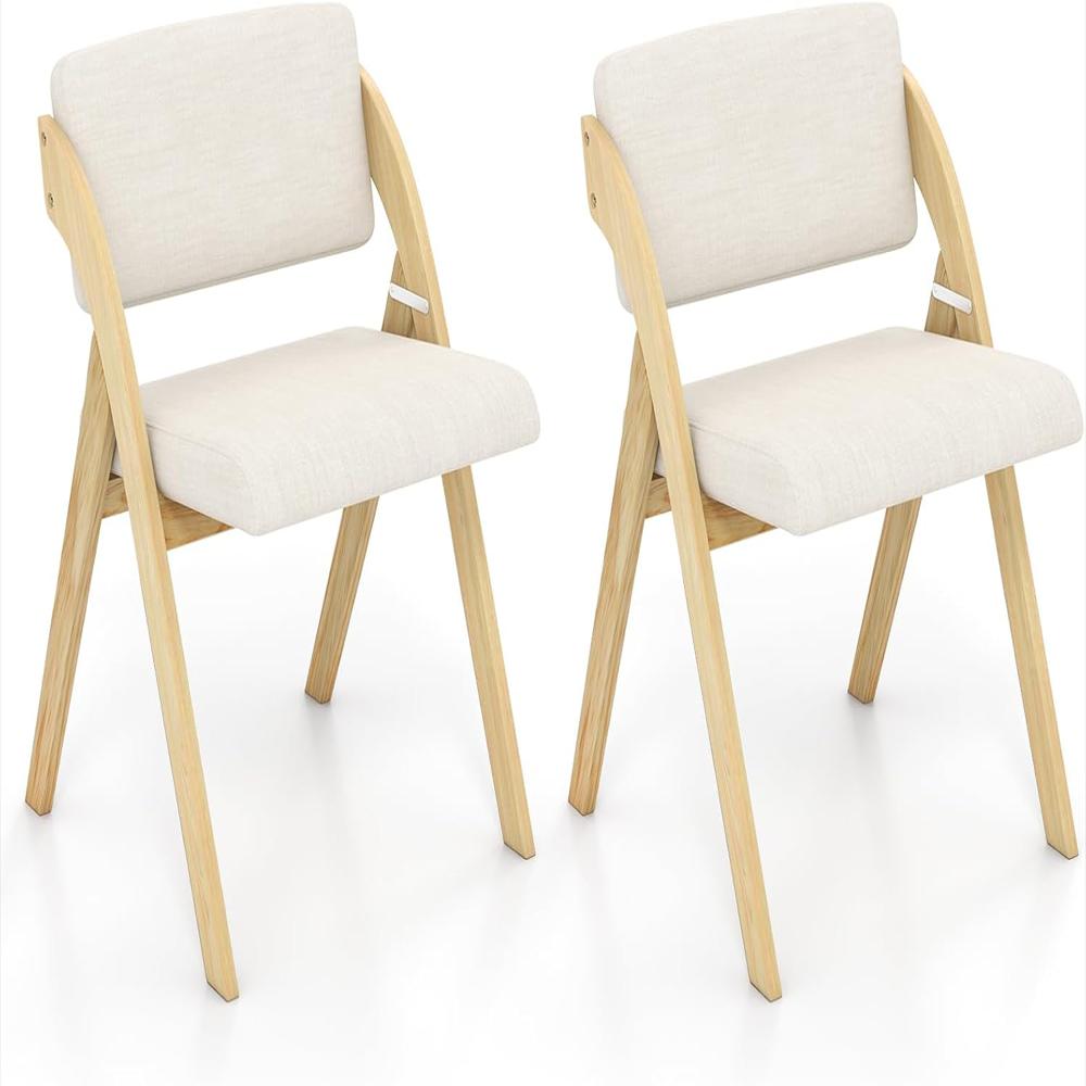 Sillas Plegables Giantex Tapizadas Madera Acolchado Cómodo Set 2 Unidades img #1