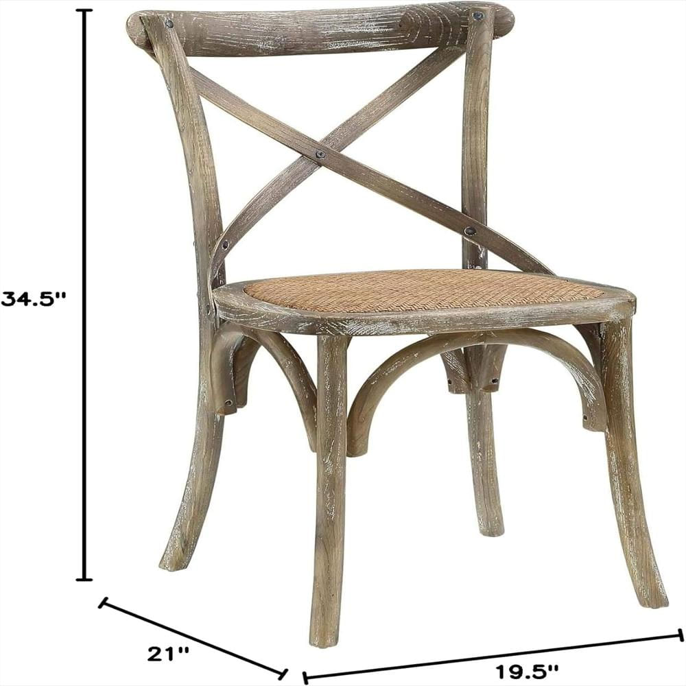 Silla Modway Rústica Madera De Olmo Asiento De Ratán Natural img #3