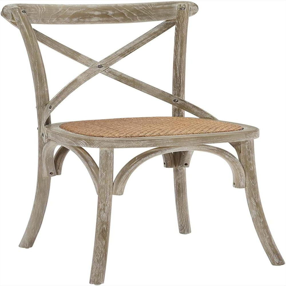Silla Modway Rústica Madera De Olmo Asiento De Ratán Natural img #4