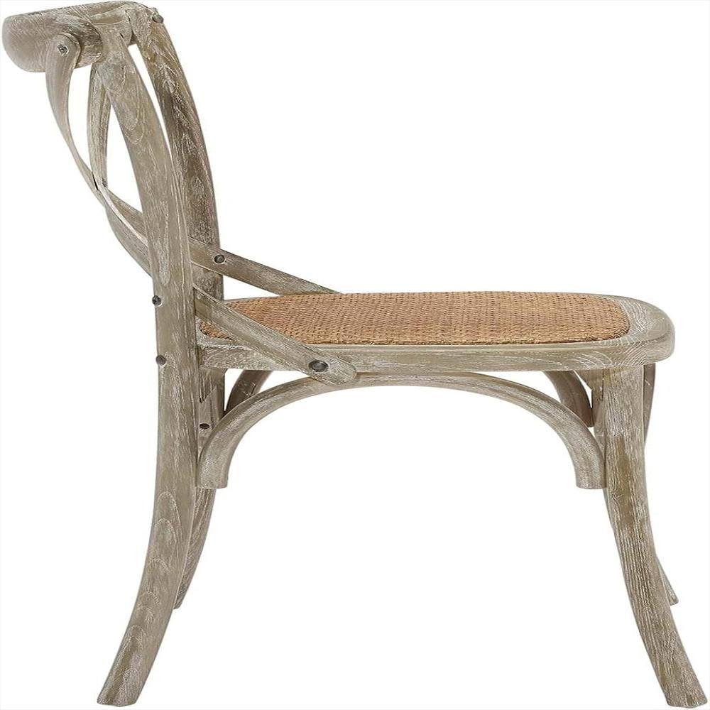 Silla Modway Rústica Madera De Olmo Asiento De Ratán Natural img #5