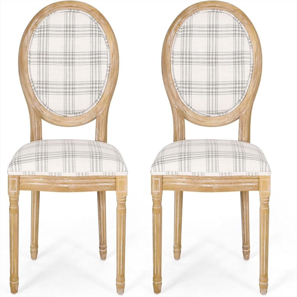 Sillas Comedor Christopher Knight Home Terciopelo Gris Y Blanco 2 Piezas img #1
