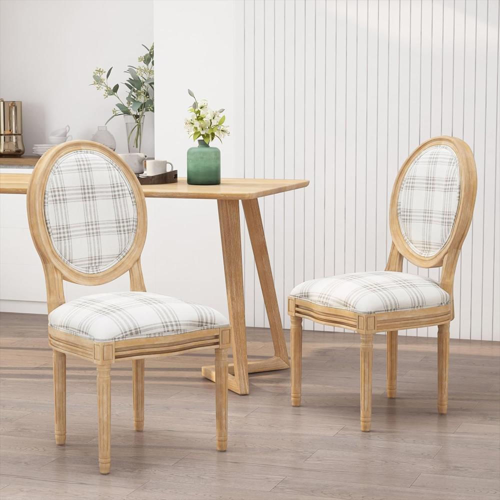 Sillas Comedor Christopher Knight Home Terciopelo Gris Y Blanco 2 Piezas img #2