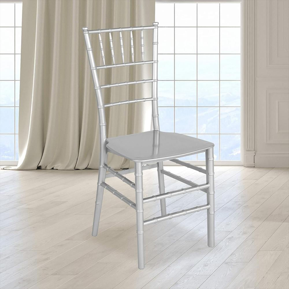 Silla Chiavari Flash Furniture Apilable Resina Plateada Elegante Estilo Sofisticado img #2