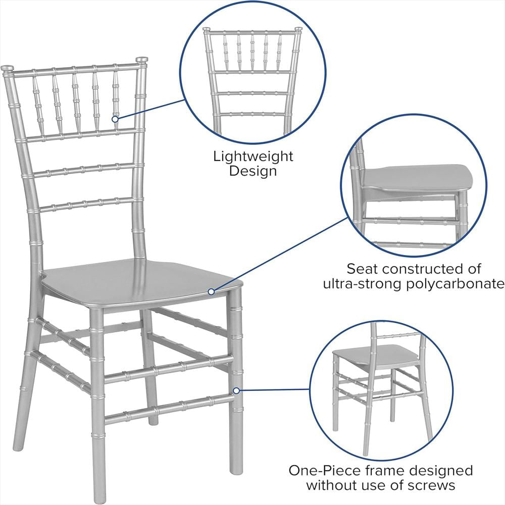 Silla Chiavari Flash Furniture Apilable Resina Plateada Elegante Estilo Sofisticado img #4