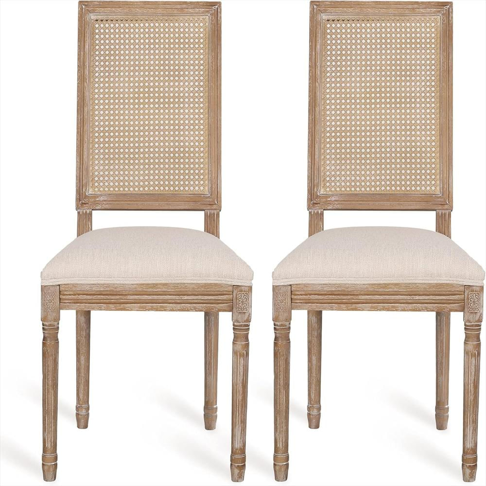 Silla Christopher Knight Home Tapizada Beige Madera Estilo Francés img #1