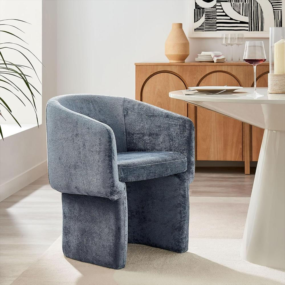 Silla Modway Tapizada Chenilla Azul Pizarra Respaldo Curvado Acolchada img #2