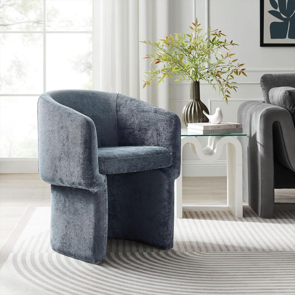 Silla Modway Tapizada Chenilla Azul Pizarra Respaldo Curvado Acolchada img #5