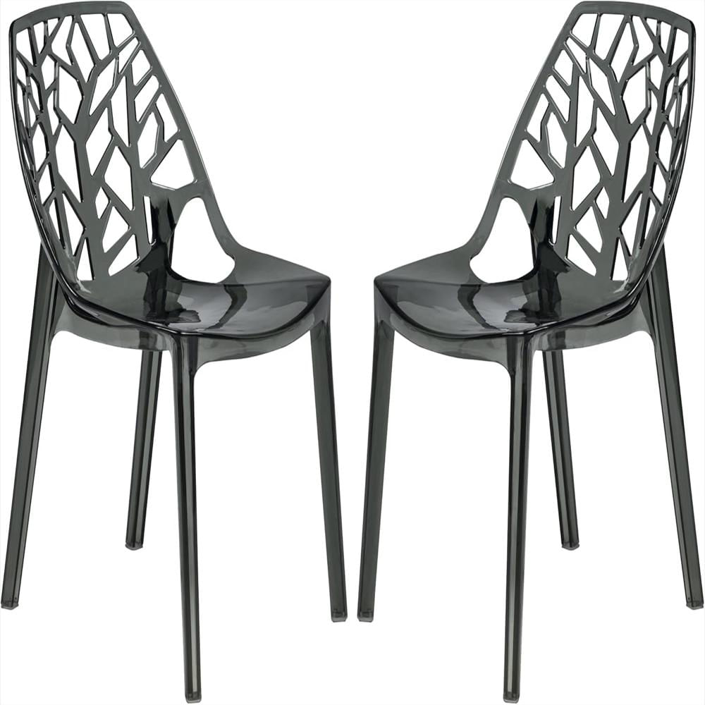 Silla Leisuremod Diseño Transparente Plástico Moldado Apilable Color Negro img #1