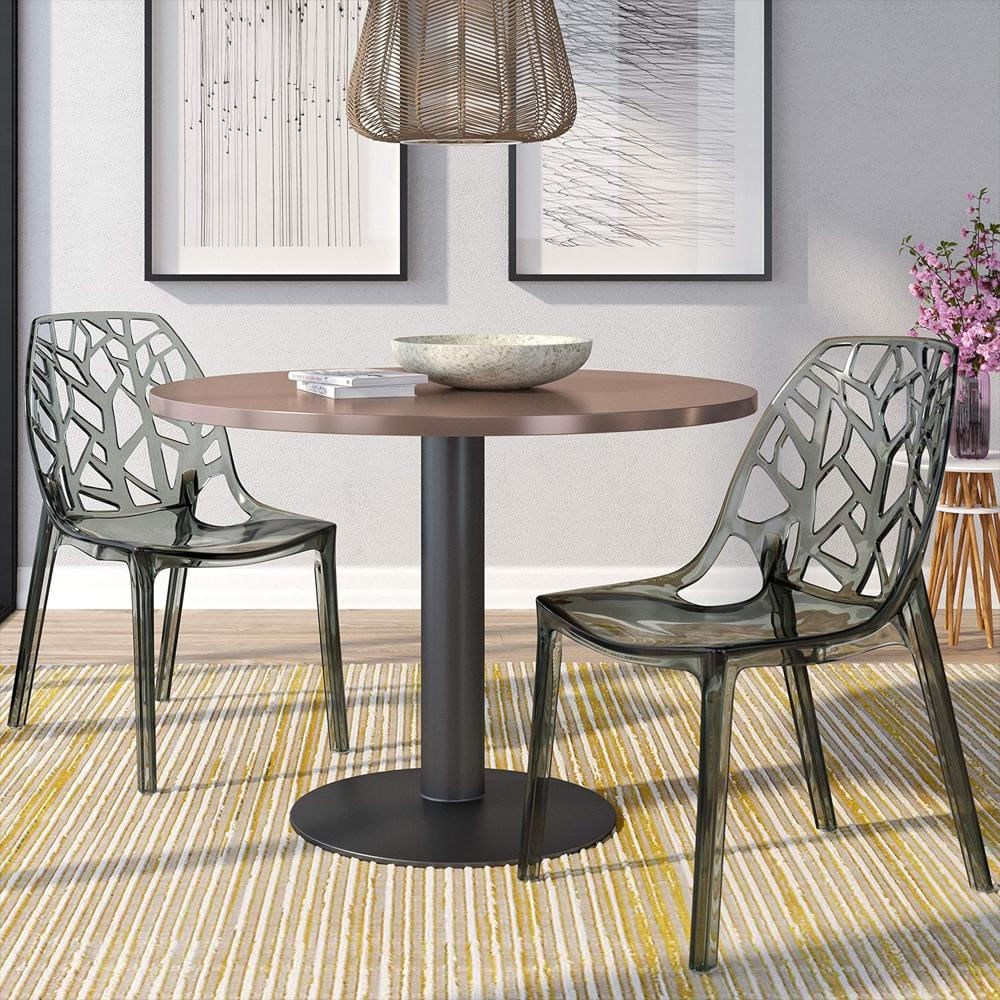 Silla Leisuremod Diseño Transparente Plástico Moldado Apilable Color Negro img #2