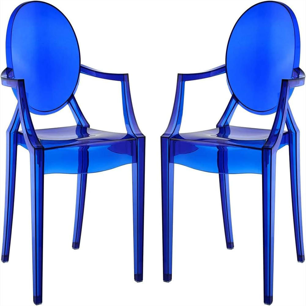 Silla Comedor Modway Acrílico Transparente Azul Diseño Apilable img #1