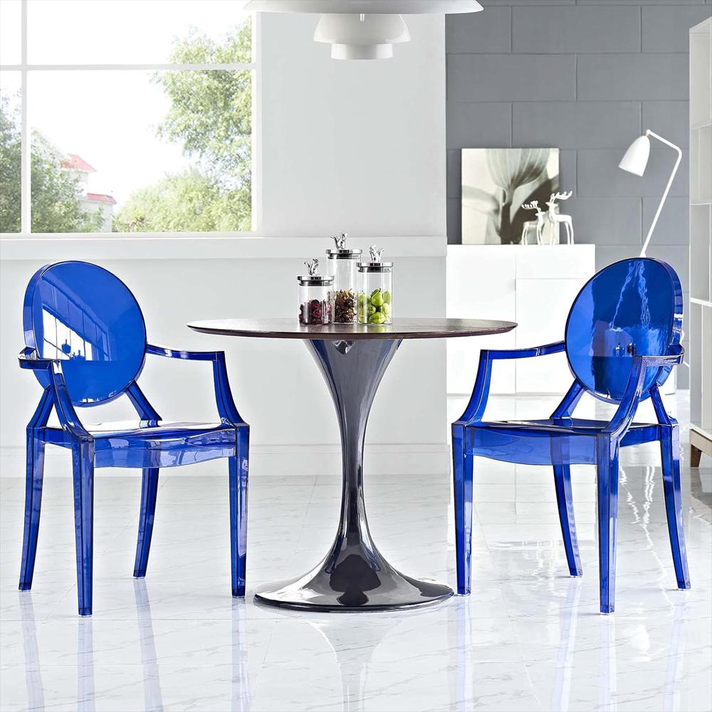 Silla Comedor Modway Acrílico Transparente Azul Diseño Apilable img #2