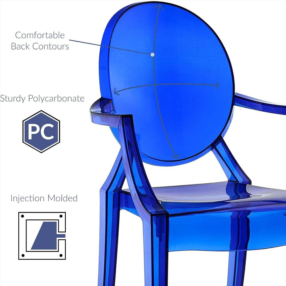 Silla Comedor Modway Acrílico Transparente Azul Diseño Apilable img #3