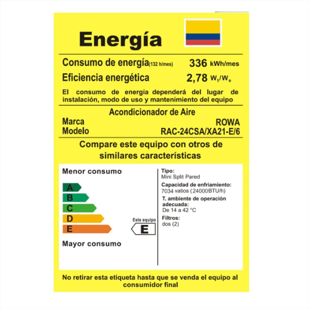 Aire Acondicionado 24000 Btu On/Off 220V Rowa Blanco 33F20 img #5