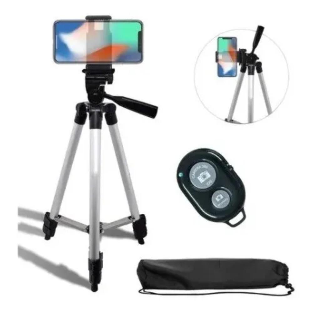 Tripode Ajustable Celular Camara Con Control Inalambrico Bluetooth Y Bolsa De Transporte img #3