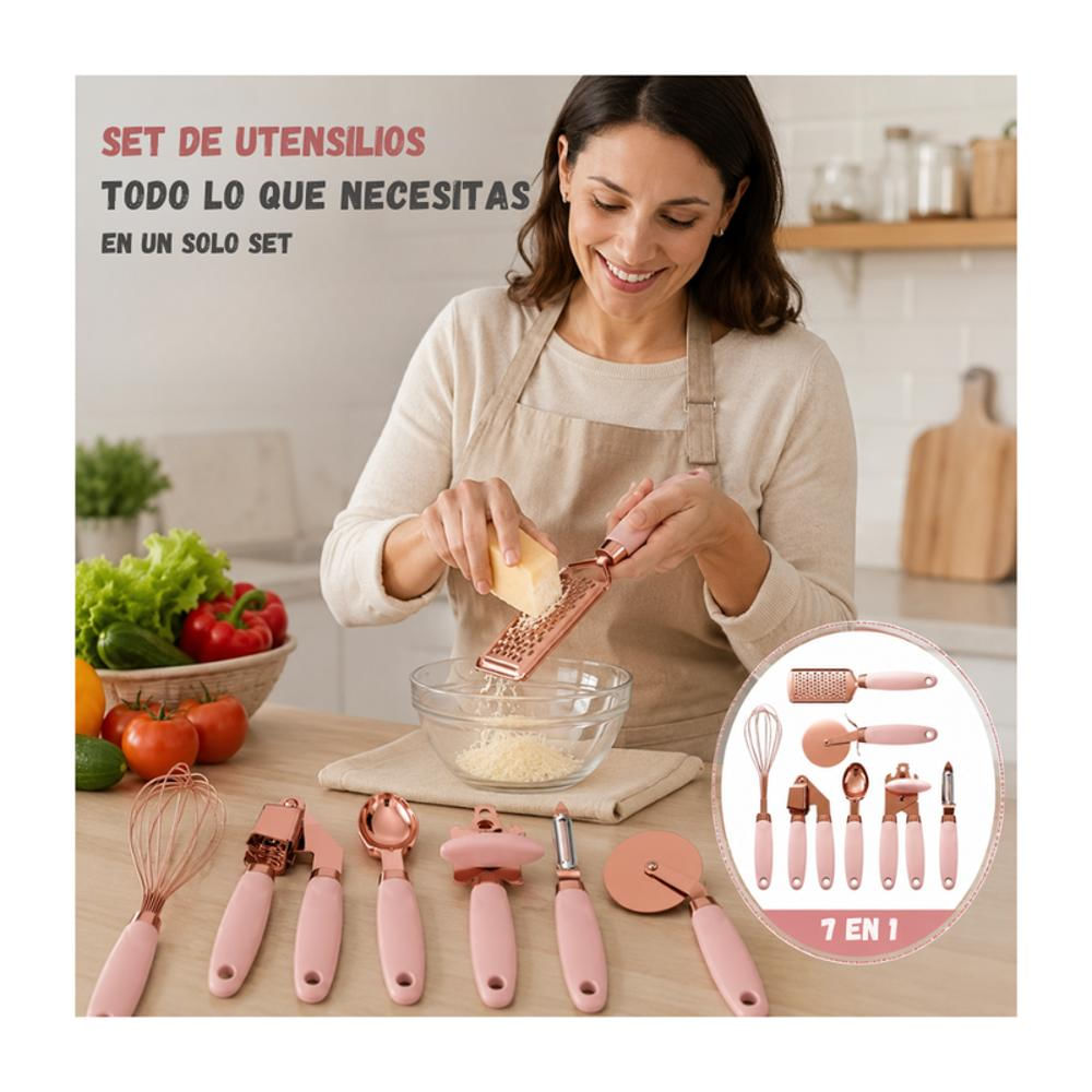 Set De Utensilios De Cocina X7 Acero Inoxidable Multifuncional img #3