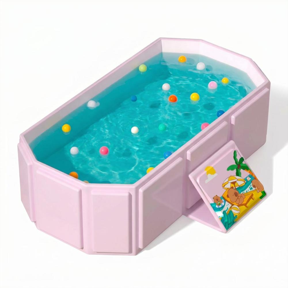 Bañera Plegable Portátil Para Bebés 5 Capas Rosa img #2