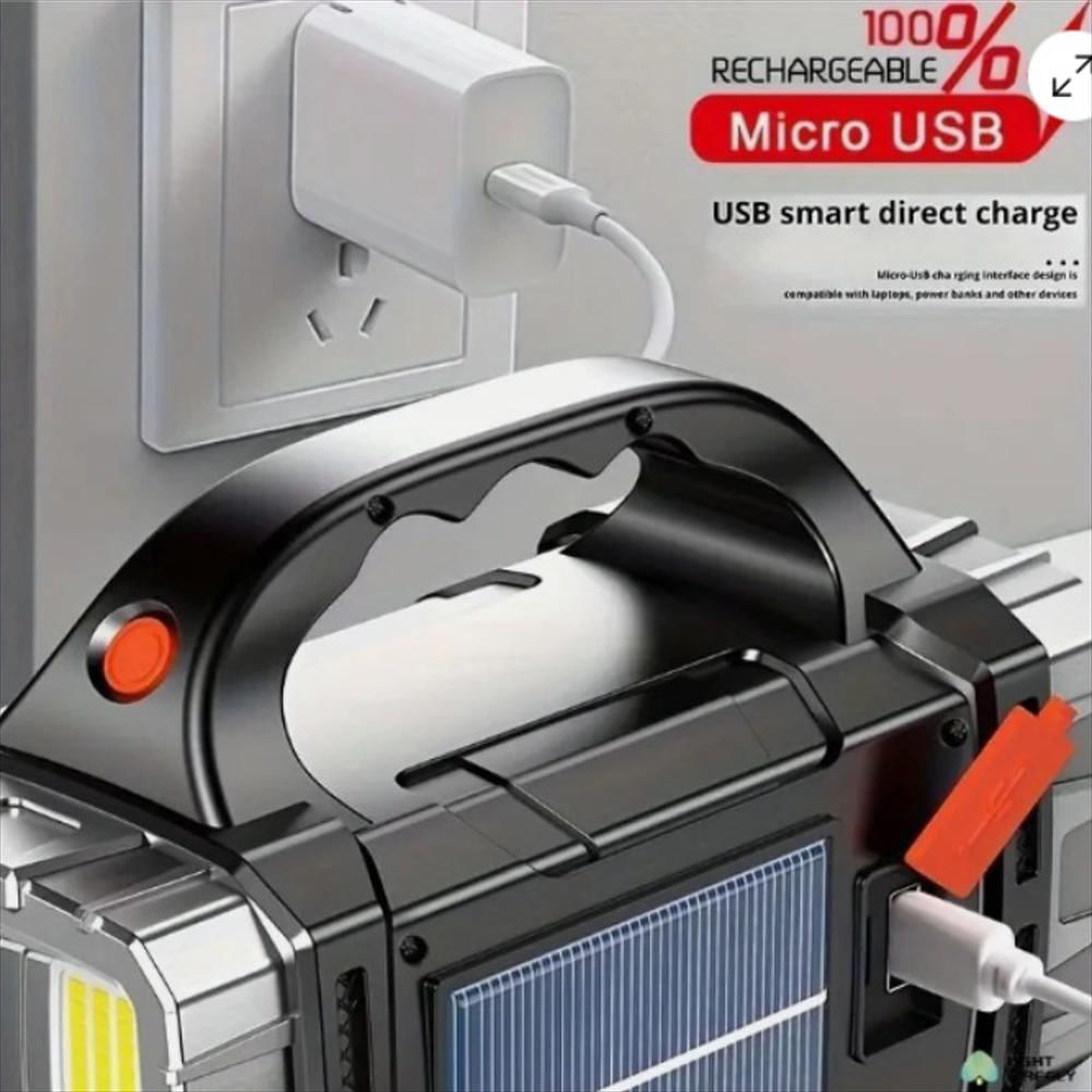 Linterna Multifunción Xpe Con 4 Led, 2 Cob, Recargable Por Usb Y Energía Solar. img #3