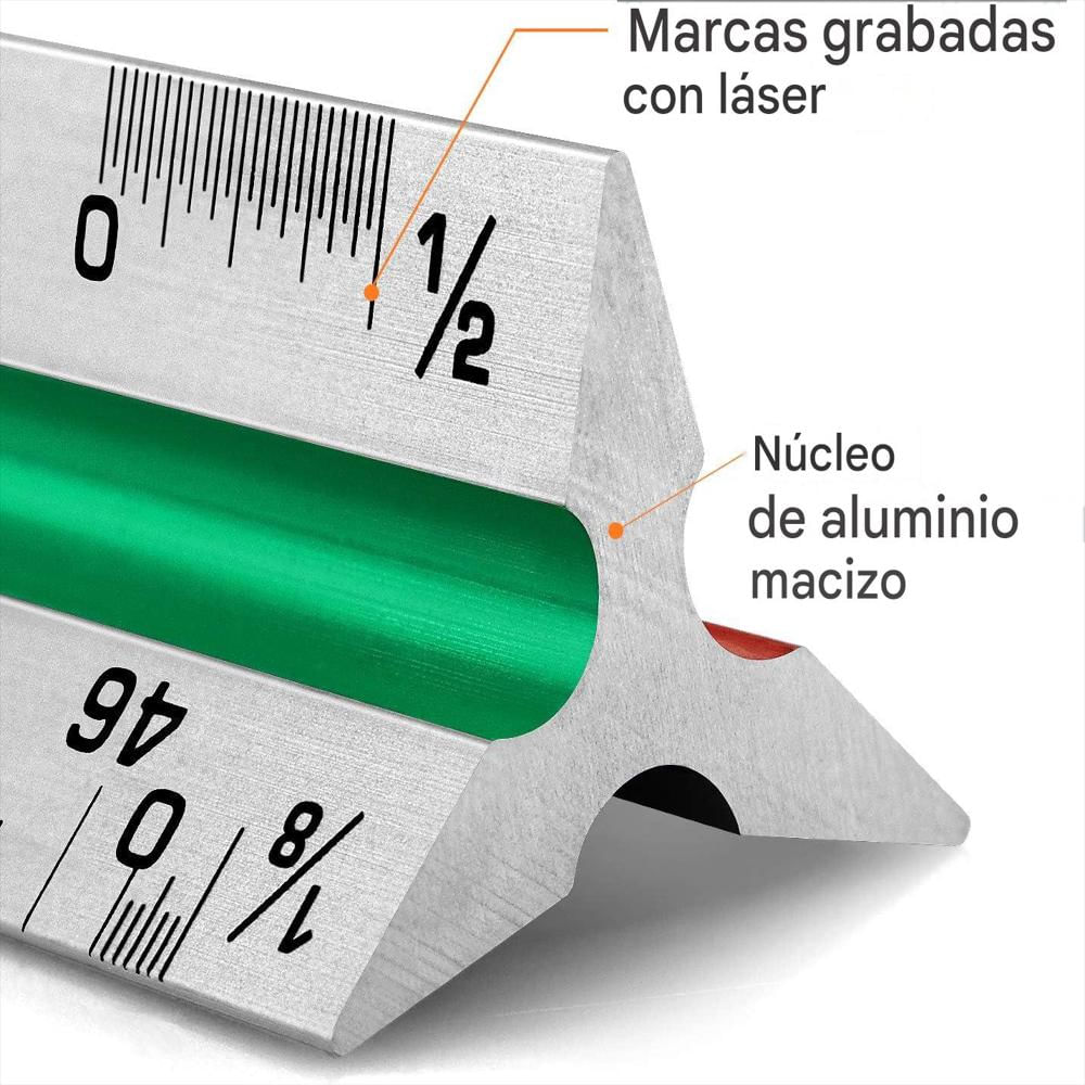 Regla Triangular Arquitectónica En Aluminio 30Cm Escalímetro img #3
