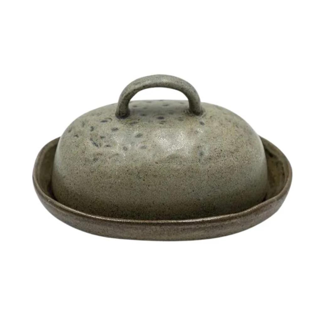 Mantequillera Rustica En Porcelana Color Gris img #1