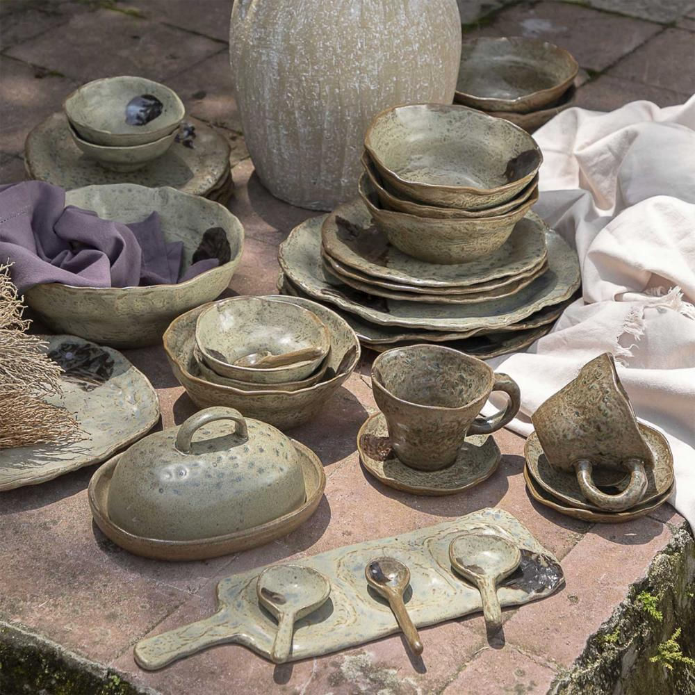 Mantequillera Rustica En Porcelana Color Gris img #3