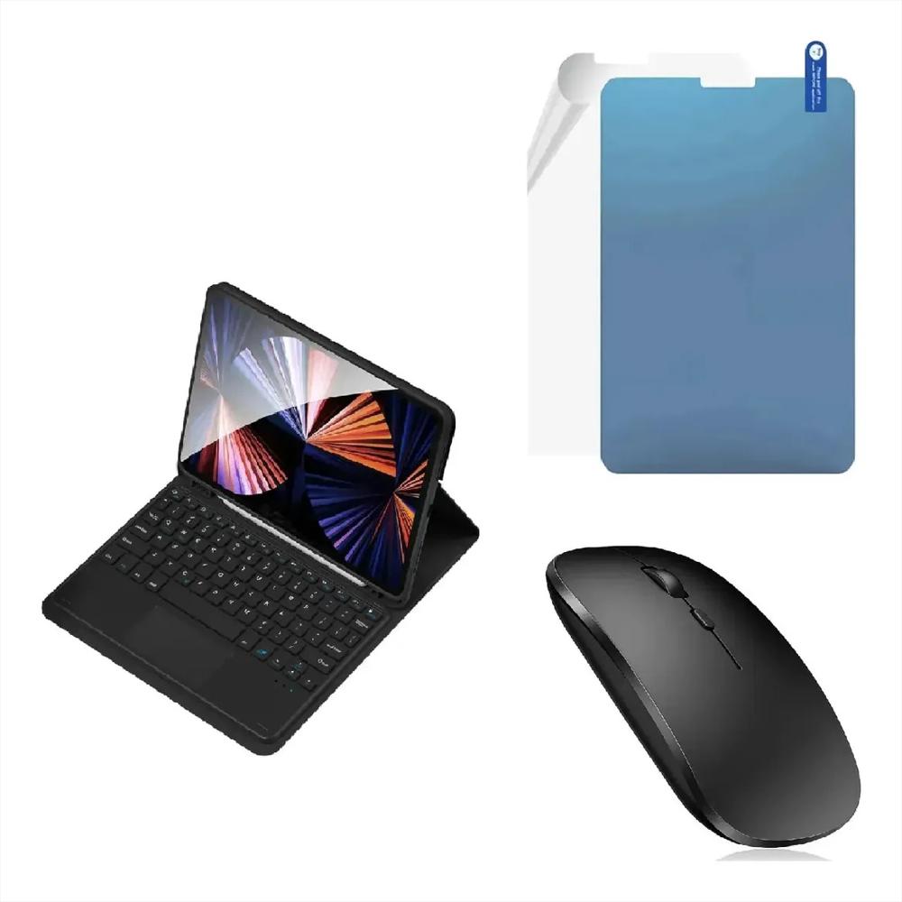 Estuche Teclado Trackpad Para Xiaomi Redmi Pad 2 Negro +Mouse+Paperlike img #1