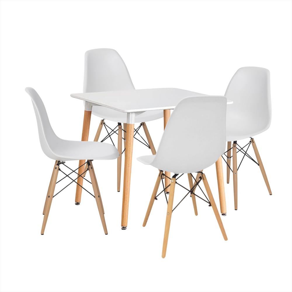 Juego De Comedor White Cuadrada Con 4 Sillas Eames Blancas img #2