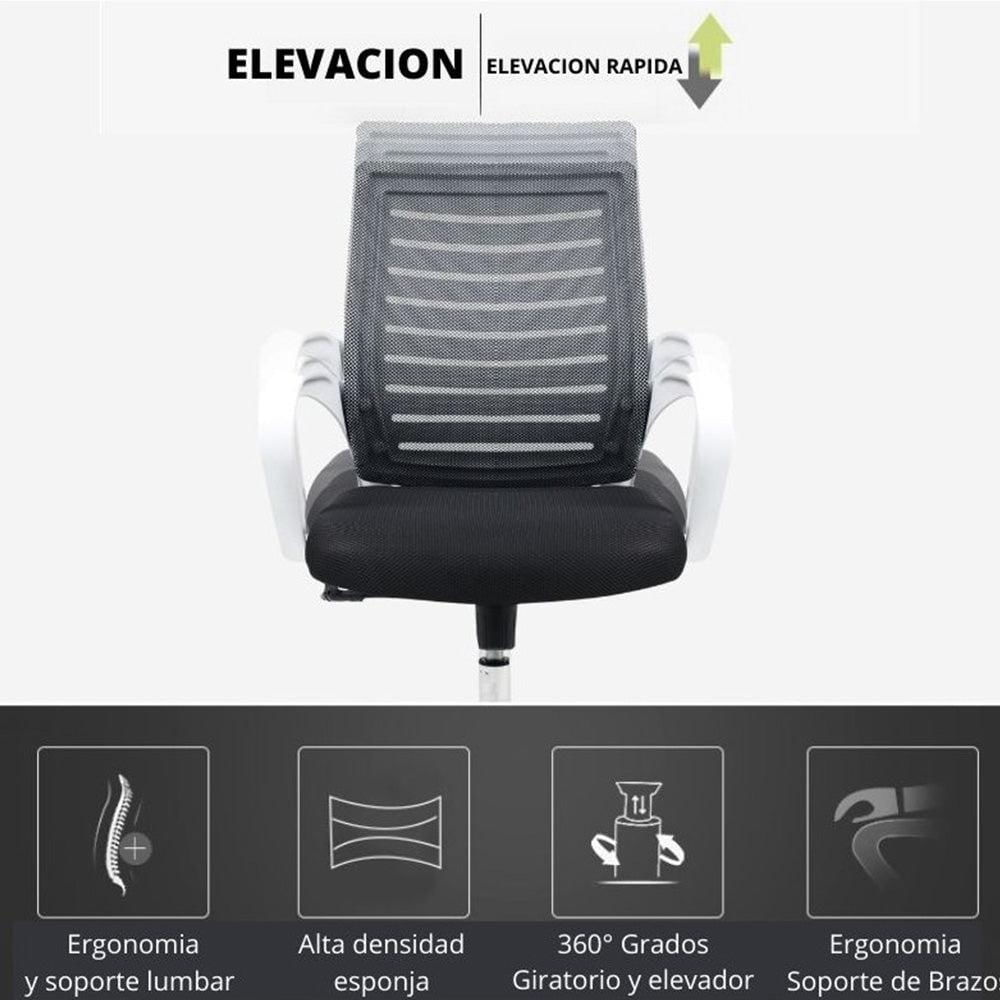 Silla De Oficina Ergonomica Line Negro Blanco img #2