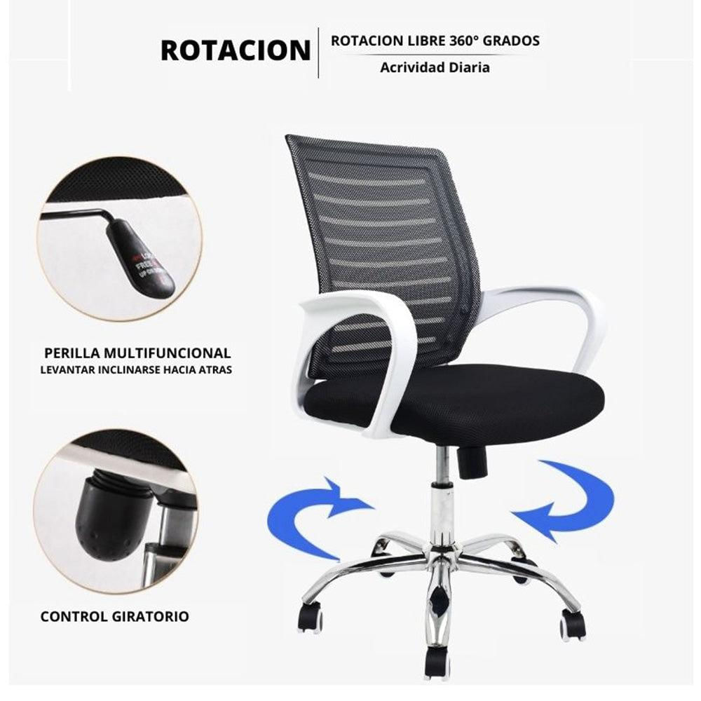 Silla De Oficina Ergonomica Line Negro Blanco img #4