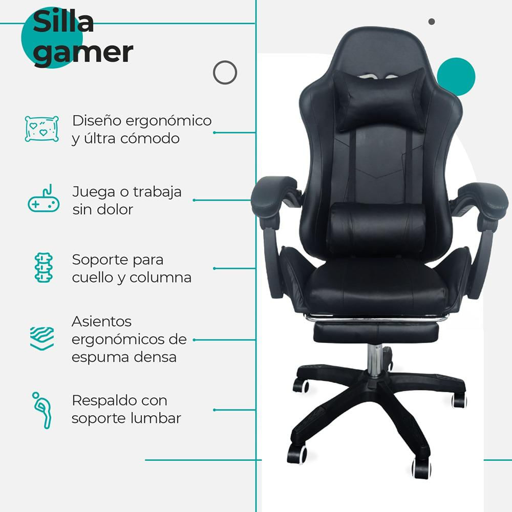 Silla Gamer Ergonomica Reclinable Kairo Negro img #2