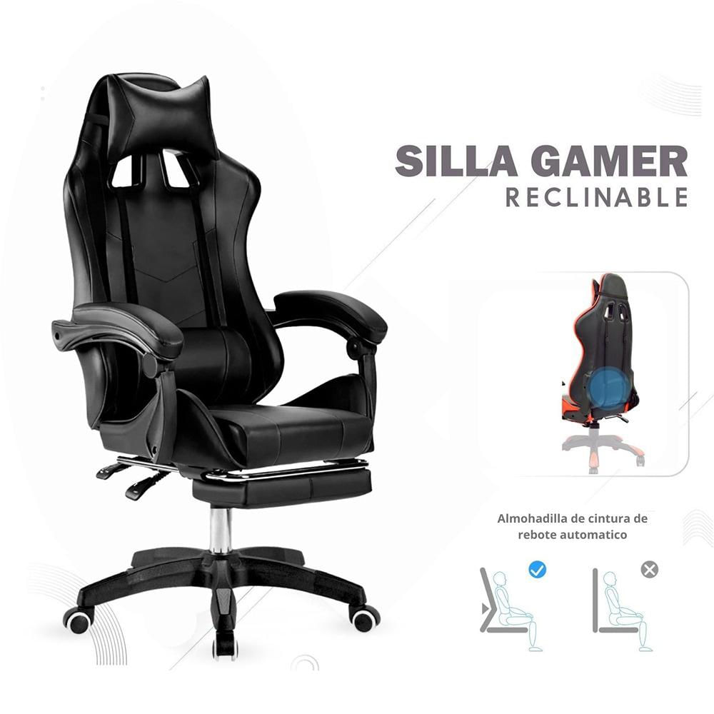 Silla Gamer Ergonomica Reclinable Kairo Negro img #3