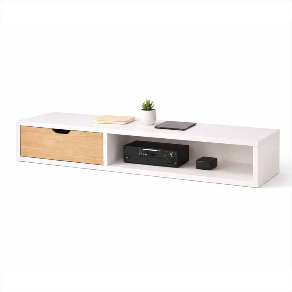 Mesa De Tv Flotante Tolouse 30X120x30cm Blanco/Madera img #2