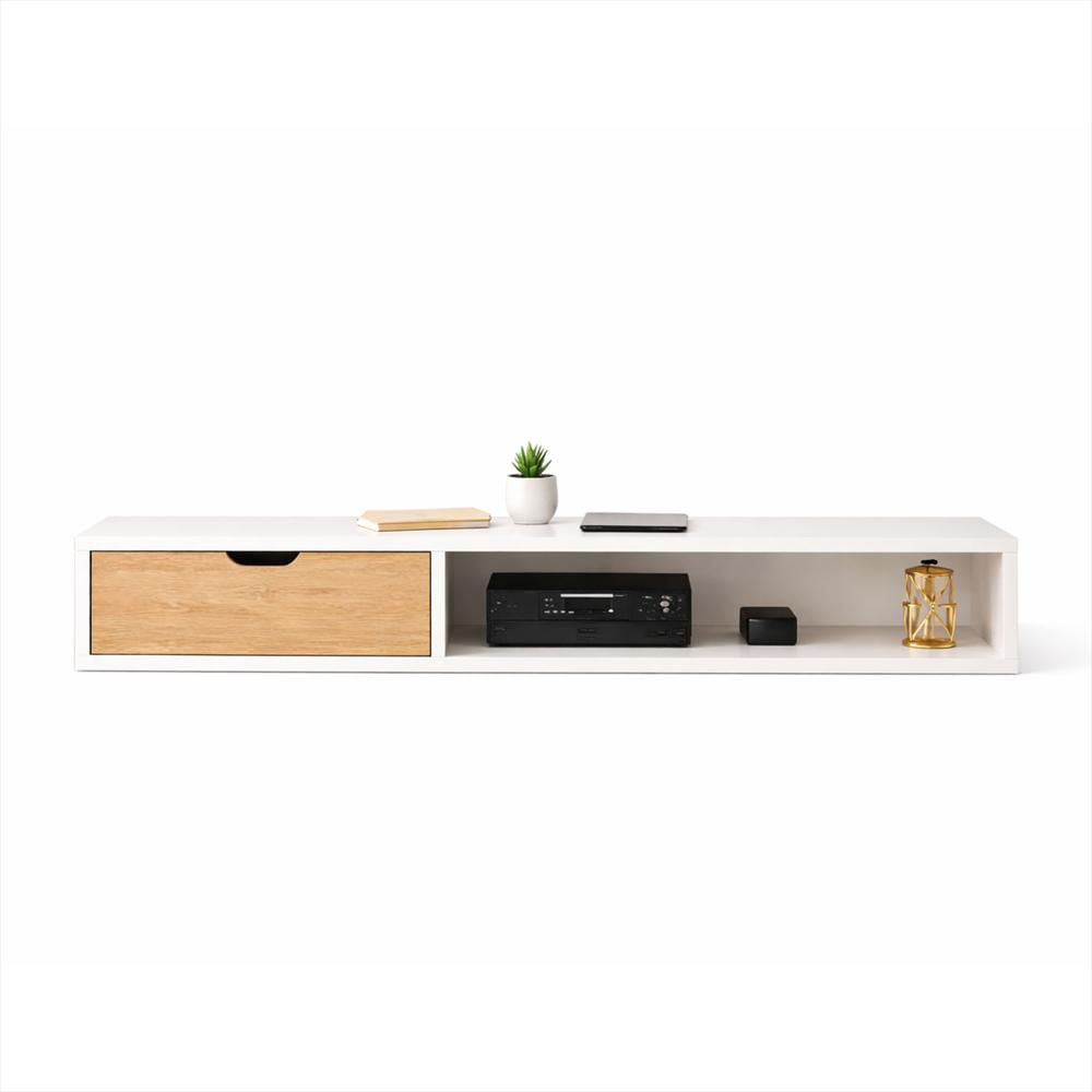 Mesa De Tv Flotante Tolouse 30X120x30cm Blanco/Madera img #4