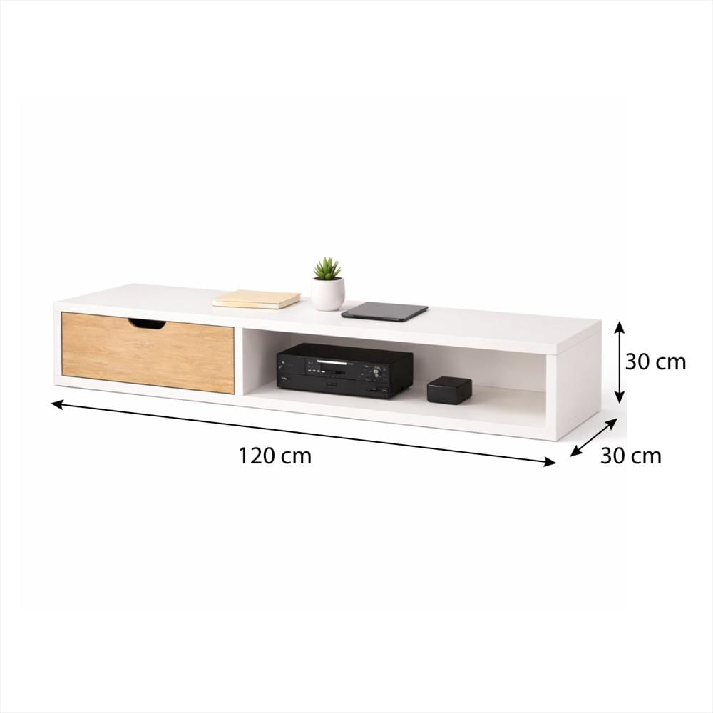 Mesa De Tv Flotante Tolouse 30X120x30cm Blanco/Madera img #5