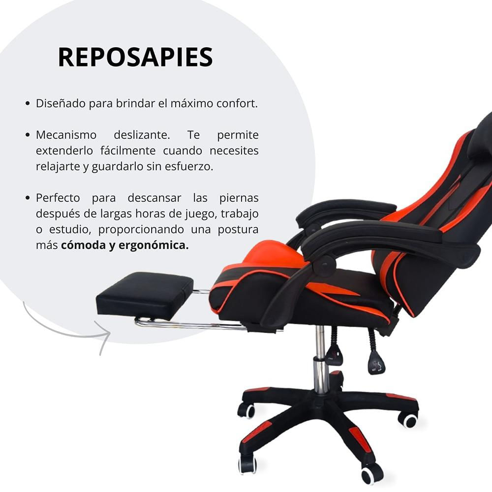 Silla Gamer Ergonomica Reclinable Kairo Rojo img #3