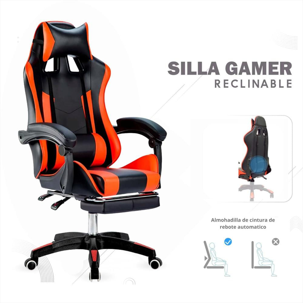 Silla Gamer Ergonomica Reclinable Kairo Rojo img #4