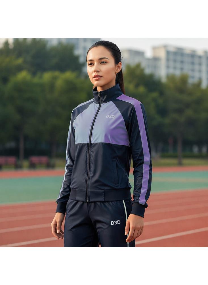 Conjunto Deportivo O Sudadera Para Mujer En Impermeable Azul/Lila img #3