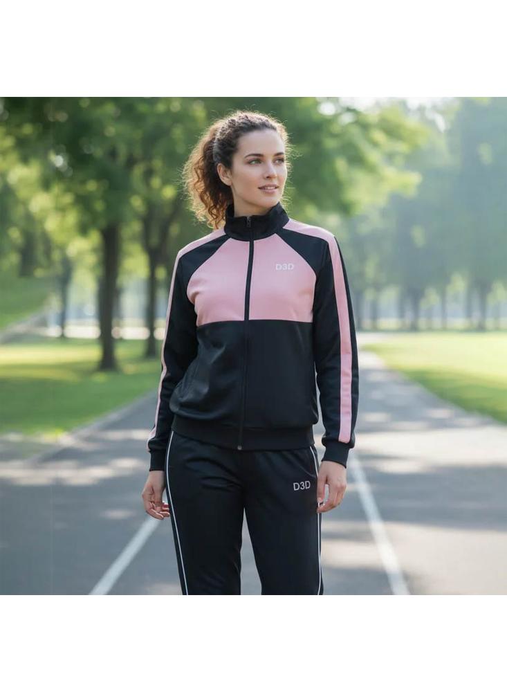 Conjunto Deportivo O Sudadera Para Mujer En Impermeable Gris / Rosa img #3