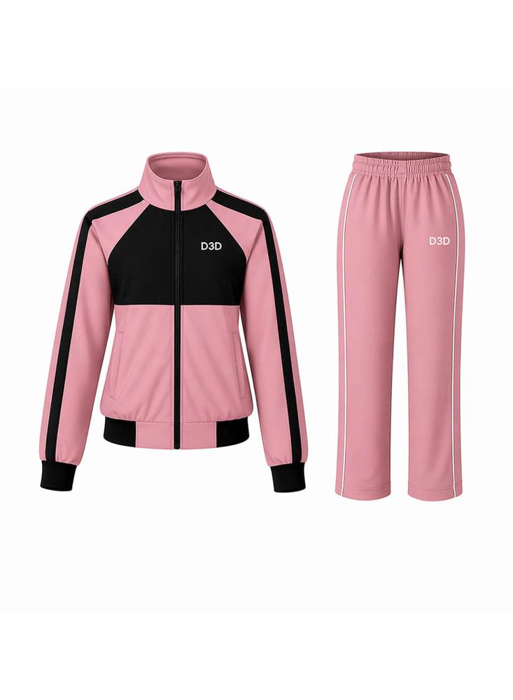 Conjunto Deportivo O Sudadera Para Mujer En Impermeable Rosa/Negro img #2