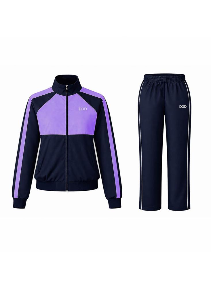 Conjunto Deportivo O Sudadera Para Mujer En Impermeable Azul/Lila img #2