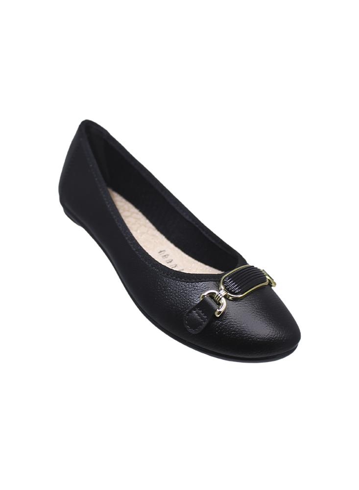 Baleta Moleca Plana Negra Para Mujer img #2