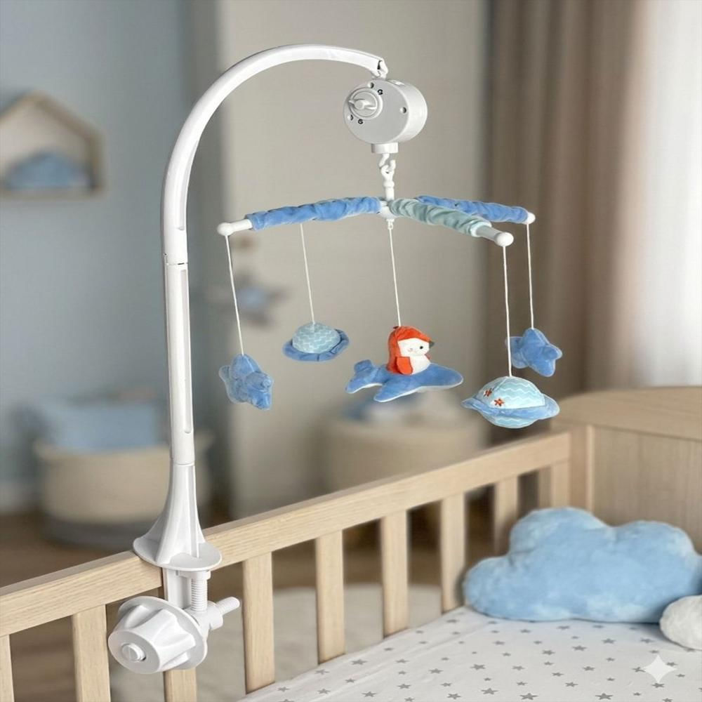 Móvil Musical Para Cuna Bebe Niño Azul img #4